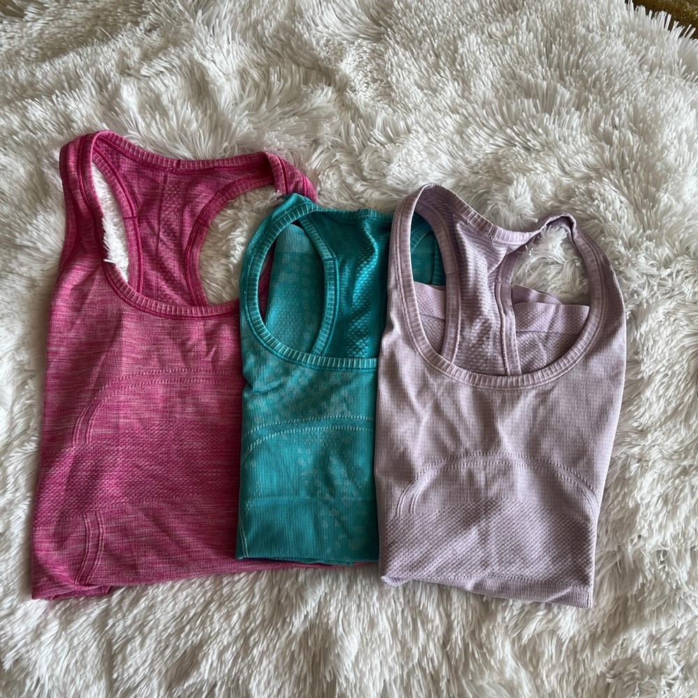 Lululemon Swiftly Tech Racerback Tank Bundle -Pink, Teal, Lavender- All size 6